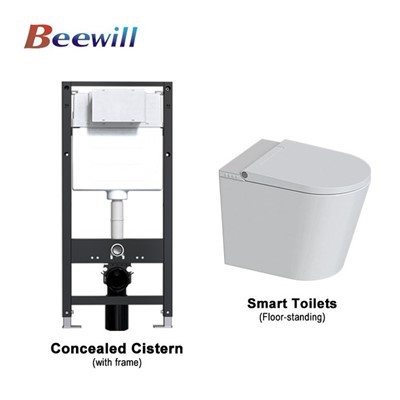 Lavabo posterior a la paret amb cisterna oculta